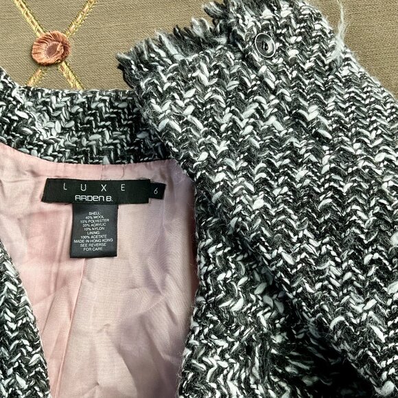 Y2K Chunky Knit Blazer Wool Tweed Fringe (6) Arden B - Picture 6 of 8